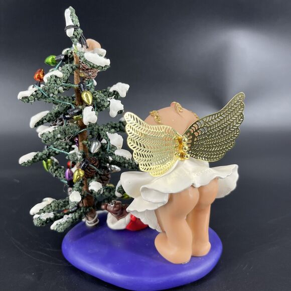 Vintage Kirk's Kritters Angel Cheeks Christmas Angel Figurine w/ Base Tree - Picture 9 of 16